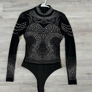 Black Midnight Rhinestone Bodysuit